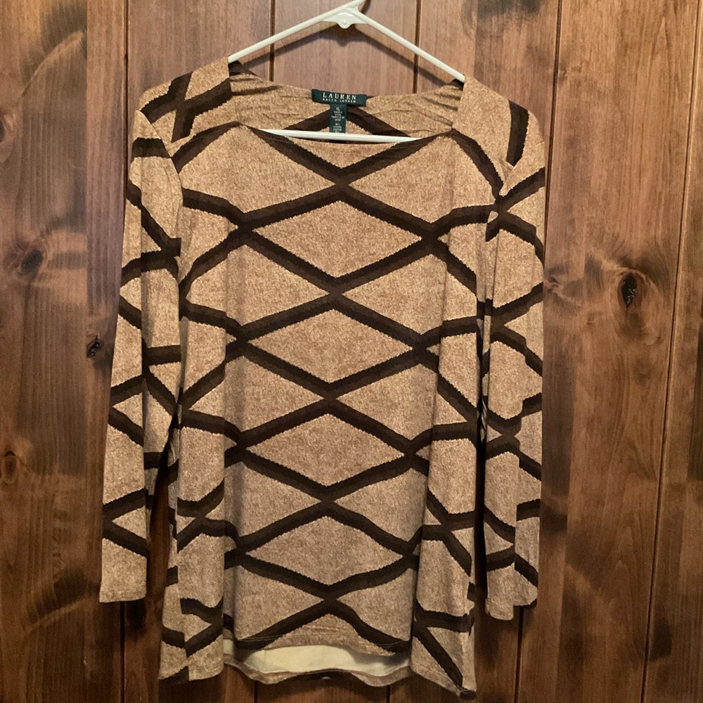 Lauren Ralph Lauren Tan and Brown Top